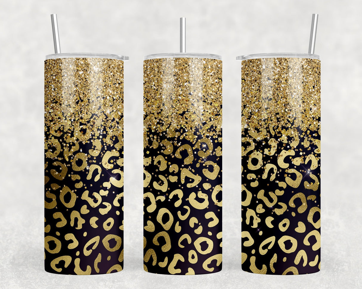 Leopard Print - 20 oz Steel Skinny Tumbler - Optional Blue Tooth Speaker - Speaker Color will Vary by Rowdy Ridge Co