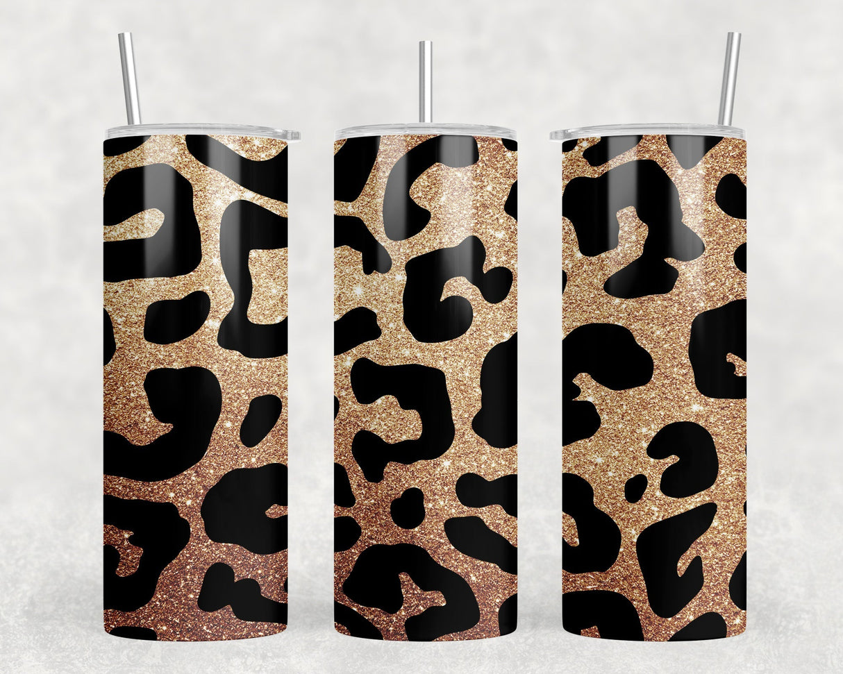 Leopard Print - 20 oz Steel Skinny Tumbler - Optional Blue Tooth Speaker - Speaker Color will Vary by Rowdy Ridge Co