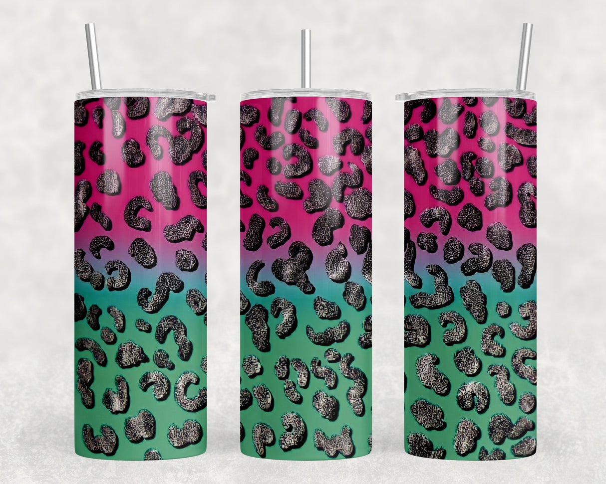 Leopard Print|Skinny Tumbler|Optional Bluetooth Speaker| Speaker Color Varies by Rowdy Ridge Co