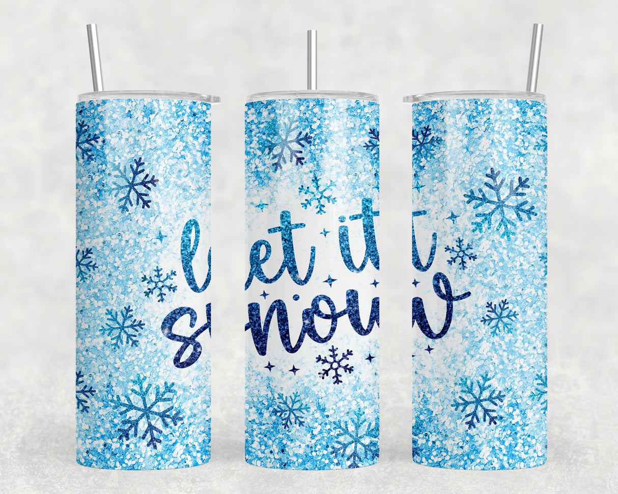 Let It Snow - 20 oz Steel Skinny Tumbler - Optional Blue Tooth Speaker - Speaker Color will Vary by Rowdy Ridge Co