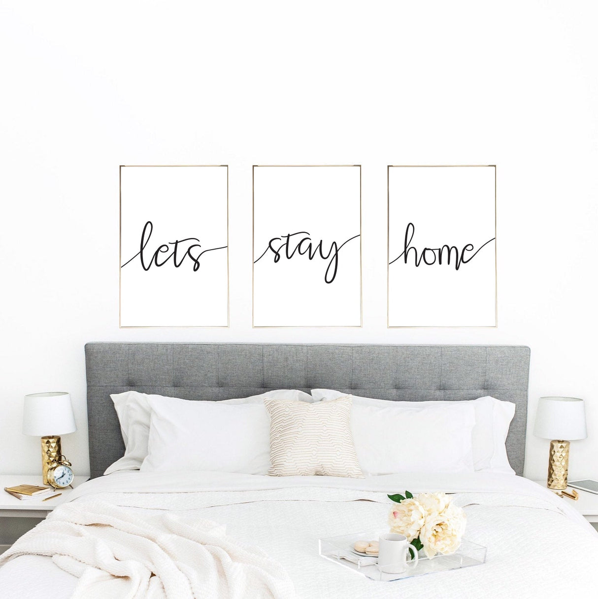 Lets Stay Home Couple Black Set Of 3 Bedroom Prints by WinsterCreations™ Official Store