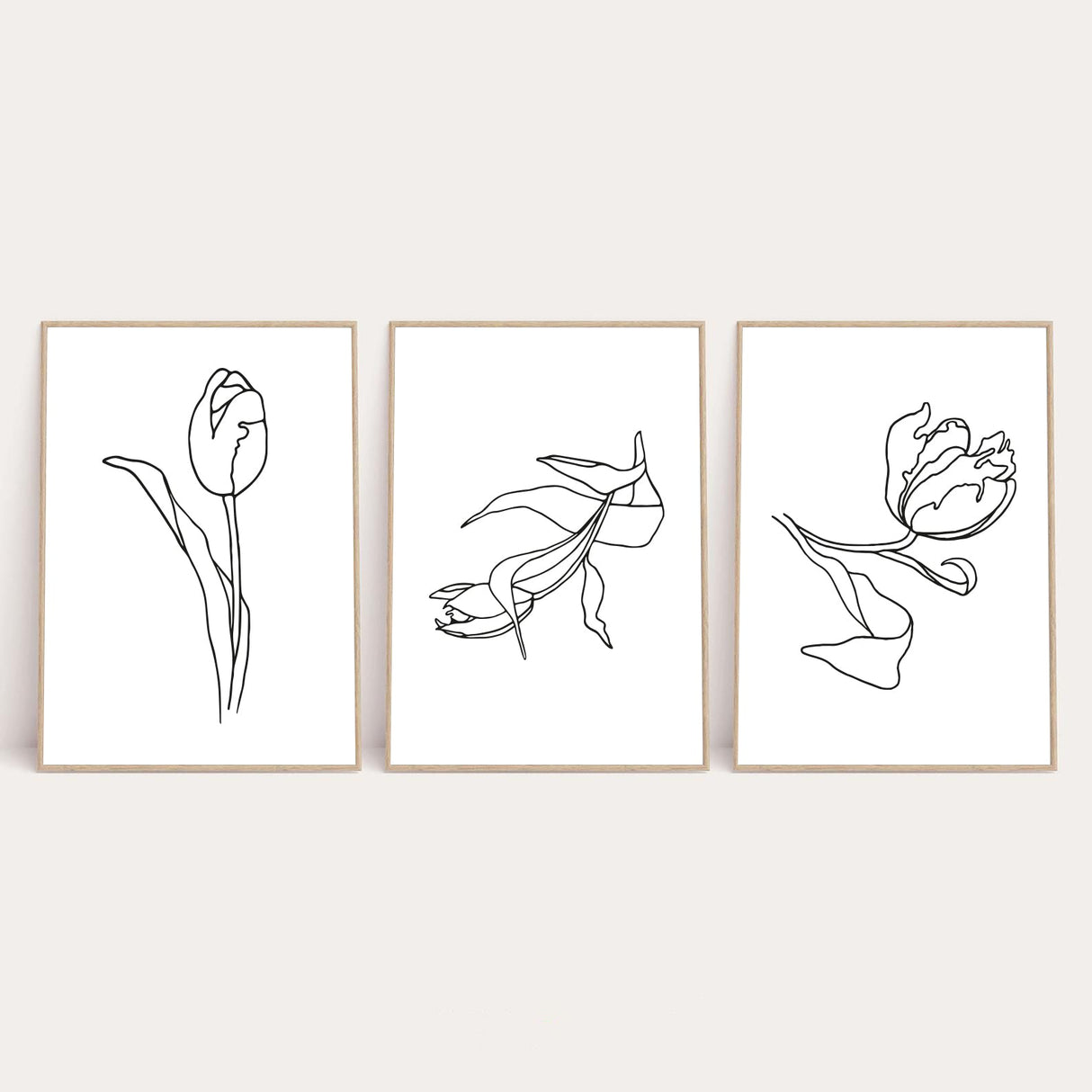 Set Of 3 Flowers Simple Line Work Bedroom Wall Decor Print by WinsterCreations™ Official Store