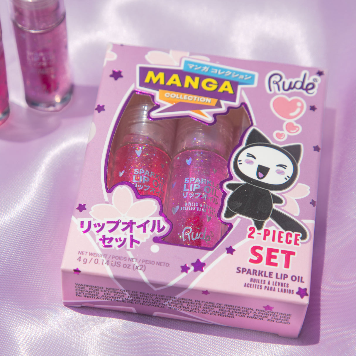 RUDE Manga Collection Sparkle Lip Oil Duo - Strawberry / Grape Duo