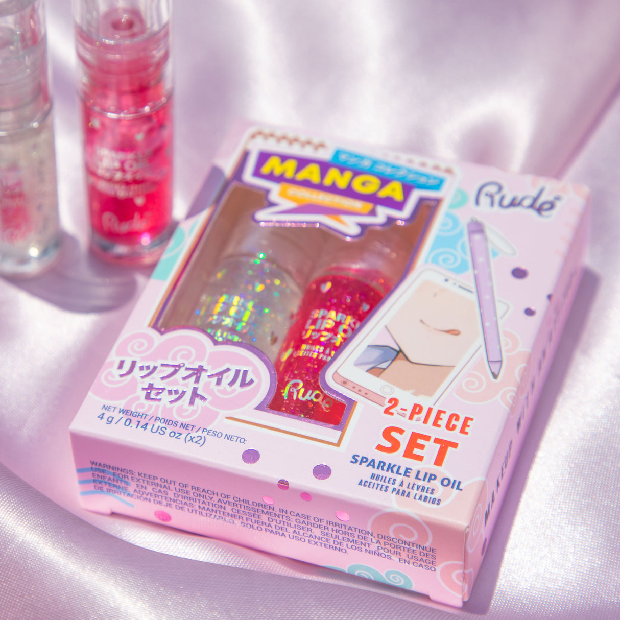 RUDE Manga Collection Sparkle Lip Oil Duo - Watermelon / Mint Duo