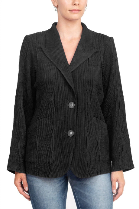 Flair Notched Collar Long Sleeve 2 Button Closure Solid Faux Suede Jacket by Curated Brands