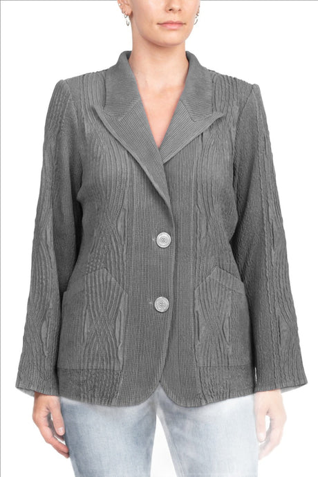 Flair Notched Collar Long Sleeve 2 Button Closure Solid Faux Suede Jacket by Curated Brands