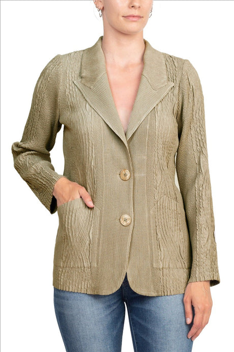 Flair Notched Collar Long Sleeve 2 Button Closure Solid Faux Suede Jacket by Curated Brands