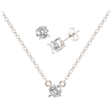 White Gold Cubic Zirconia Necklace and Earring Set for Women by Hollywood Sensation®