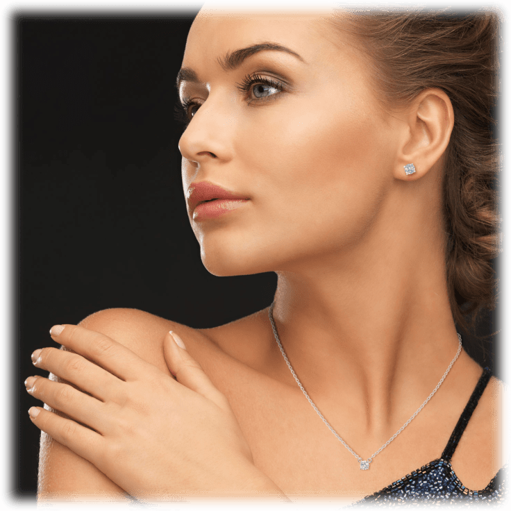 White Gold Cubic Zirconia Necklace and Earring Set for Women by Hollywood Sensation®