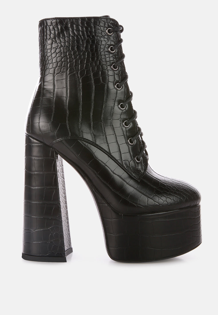 magdalene croc high heel patform boots by London Rag