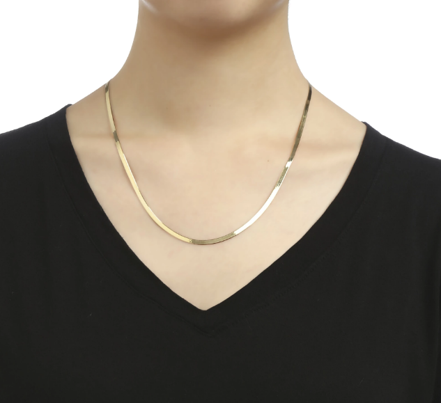 Solid Sterling Silver Yellow Gold Flashed Herringbone Necklace - 3 Lengths by Donatello Gian