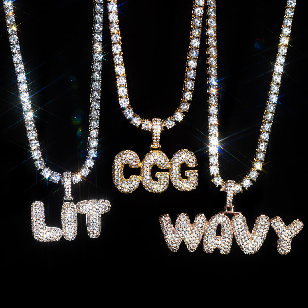 Custom Iced Bubble Letter Pendant by Custom Gold Grillz