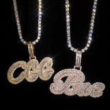 Custom Iced Cursive Baguette Letter Pendant by Custom Gold Grillz