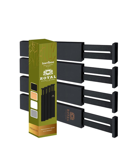 Wooden Drawer Separators Set of 4 Black Color by Royal Craft Wood