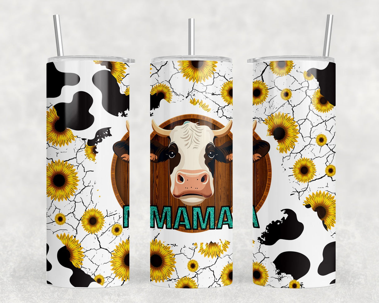 Mama Cow  - 20 oz Steel Skinny Tumbler - Optional Blue Tooth Speaker - Speaker Color will Vary by Rowdy Ridge Co