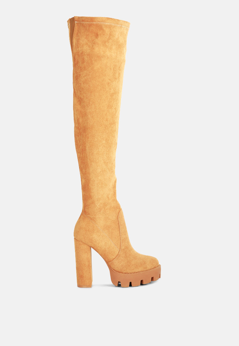 maple faux suede long boots by London Rag