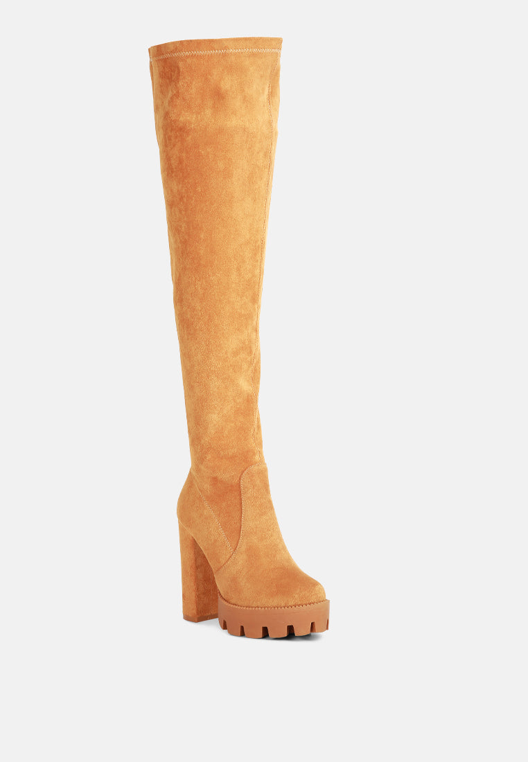 maple faux suede long boots by London Rag