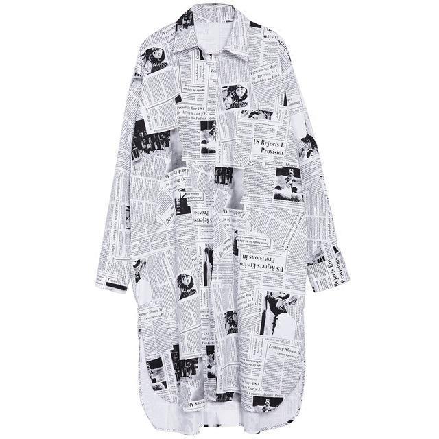 Toriko Newspaper Print Shirt Dress by Marigold Shadows