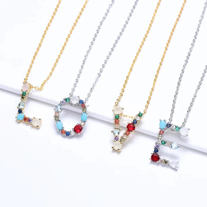 Lettre Multicolor Initial Charm Necklace by Marigold Shadows