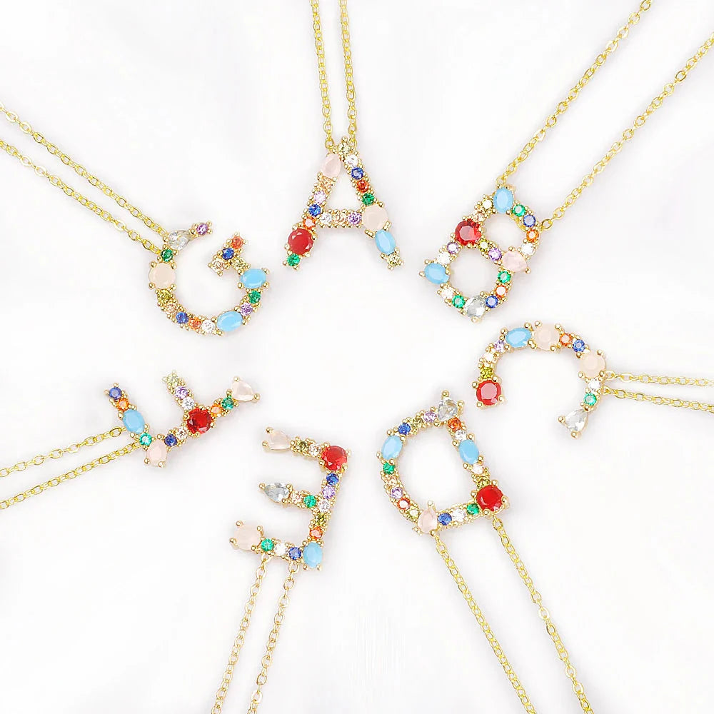 Lettre Multicolor Initial Charm Necklace by Marigold Shadows