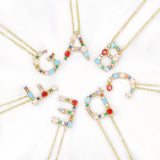 Lettre Multicolor Initial Charm Necklace by Marigold Shadows