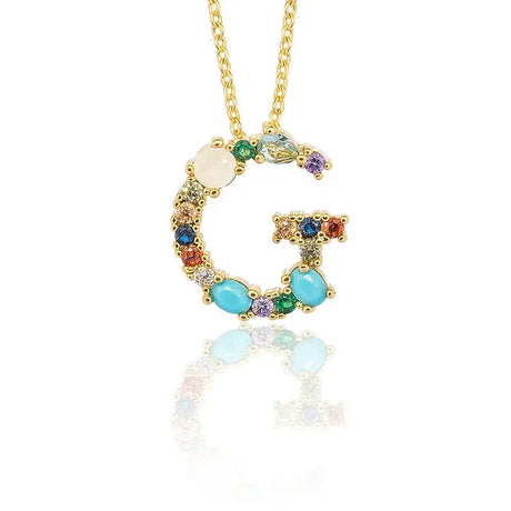 Lettre Multicolor Initial Charm Necklace by Marigold Shadows