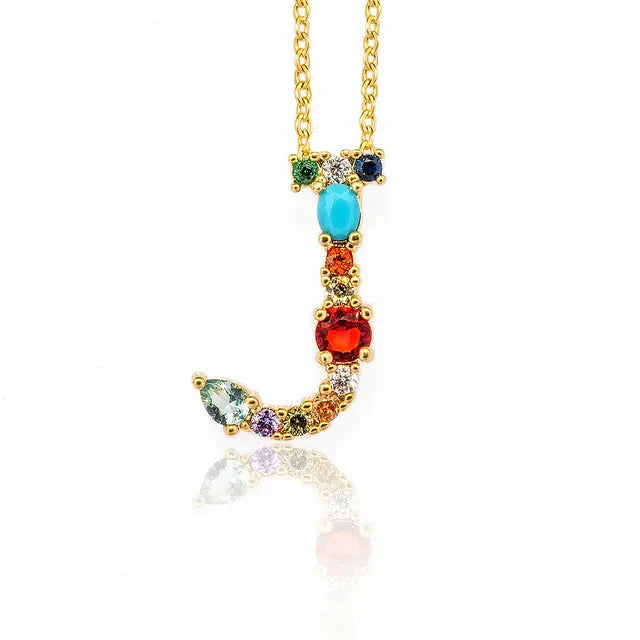 Lettre Multicolor Initial Charm Necklace by Marigold Shadows