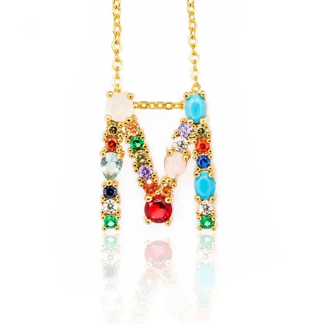 Lettre Multicolor Initial Charm Necklace by Marigold Shadows