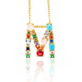 Lettre Multicolor Initial Charm Necklace by Marigold Shadows