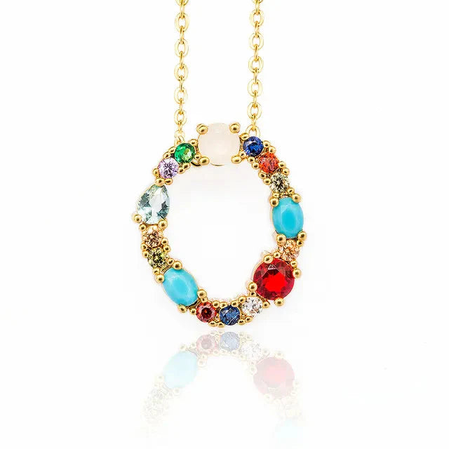 Lettre Multicolor Initial Charm Necklace by Marigold Shadows