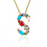 Lettre Multicolor Initial Charm Necklace by Marigold Shadows