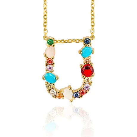 Lettre Multicolor Initial Charm Necklace by Marigold Shadows