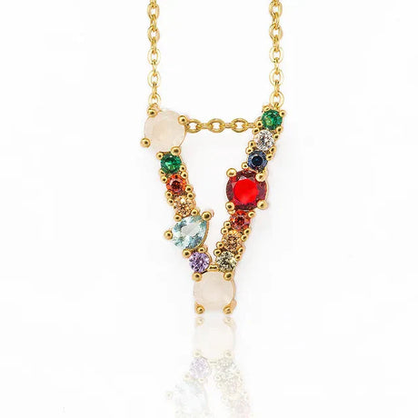 Lettre Multicolor Initial Charm Necklace by Marigold Shadows