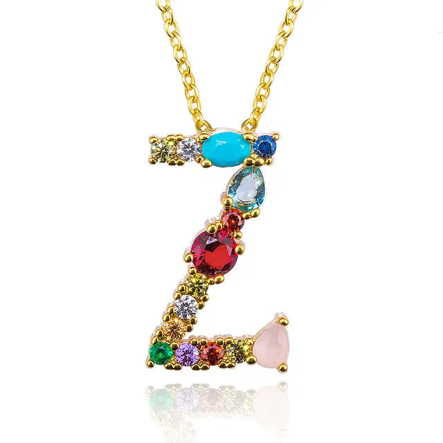 Lettre Multicolor Initial Charm Necklace by Marigold Shadows