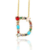 Lettre Multicolor Initial Charm Necklace by Marigold Shadows