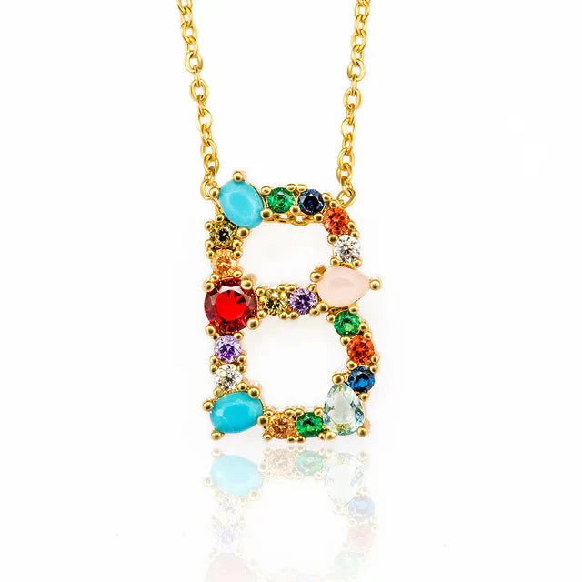 Lettre Multicolor Initial Charm Necklace by Marigold Shadows