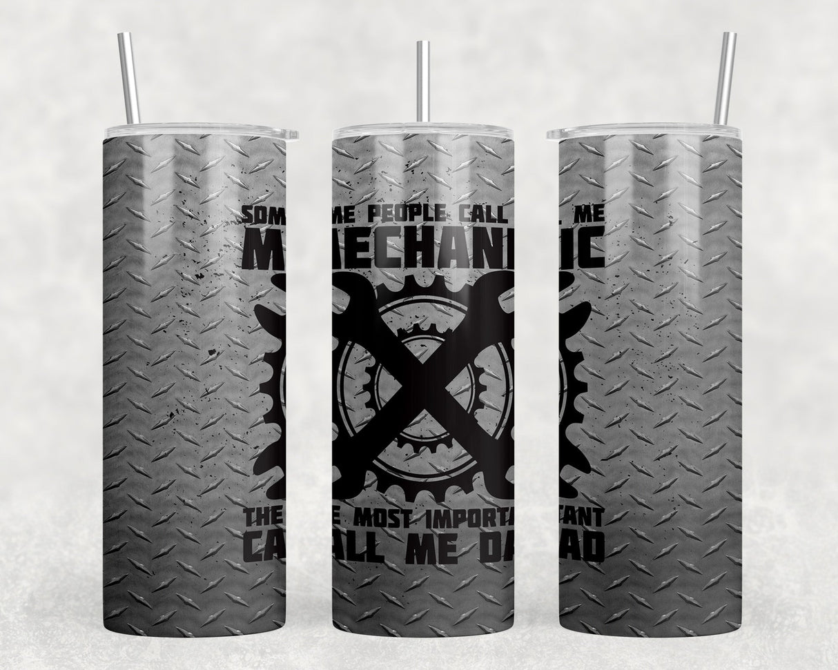 Mechanic Dad|Skinny Tumbler|Optional Bluetooth Speaker| Speaker Color Varies by Rowdy Ridge Co