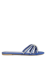 Mezzie Dimante Strap Flat Sandals - Vysn