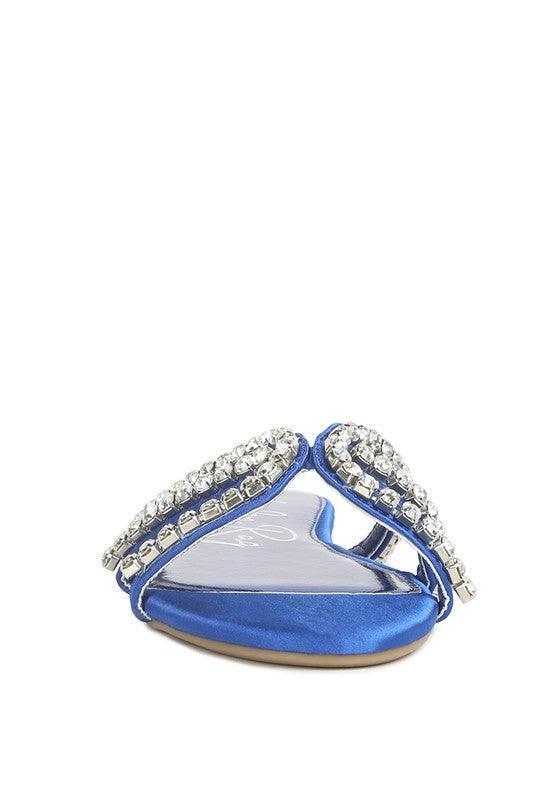 Mezzie Dimante Strap Flat Sandals - Vysn