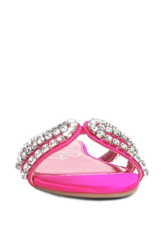 Mezzie Dimante Strap Flat Sandals - Vysn