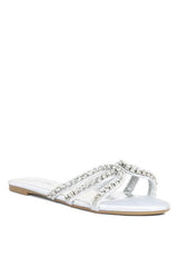 Mezzie Dimante Strap Flat Sandals - Vysn