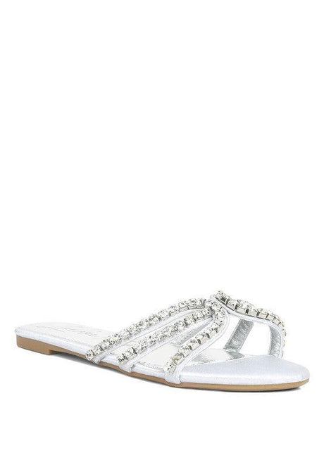 Mezzie Dimante Strap Flat Sandals - Vysn