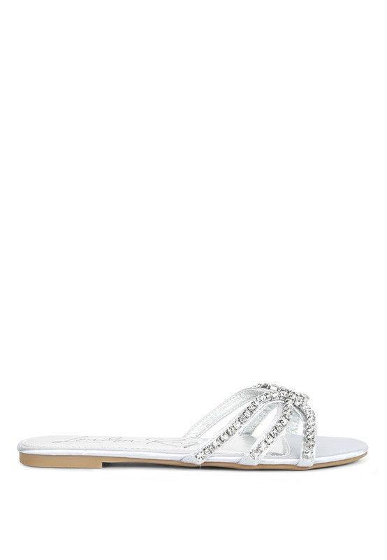 Mezzie Dimante Strap Flat Sandals - Vysn