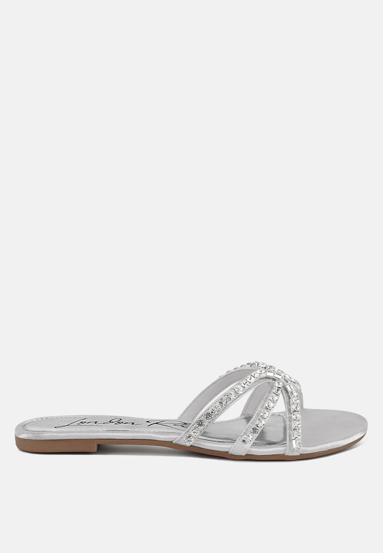 mezzie diamante embellished flat sandals by London Rag