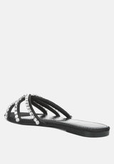 mezzie diamante embellished flat sandals by London Rag