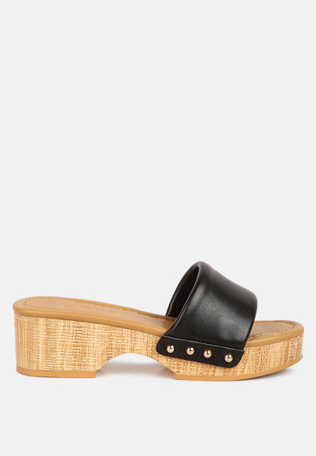 minny textured heel leather slip on sandals by London Rag