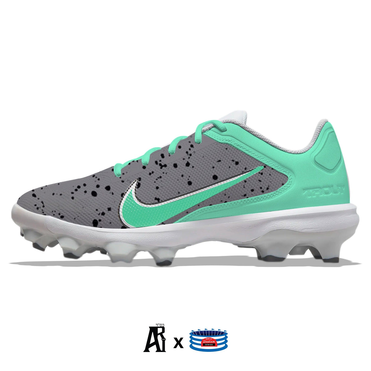 "Mint Cement" Nike Force Trout 8 Pro MCS Cleats by Stadium Custom Kicks