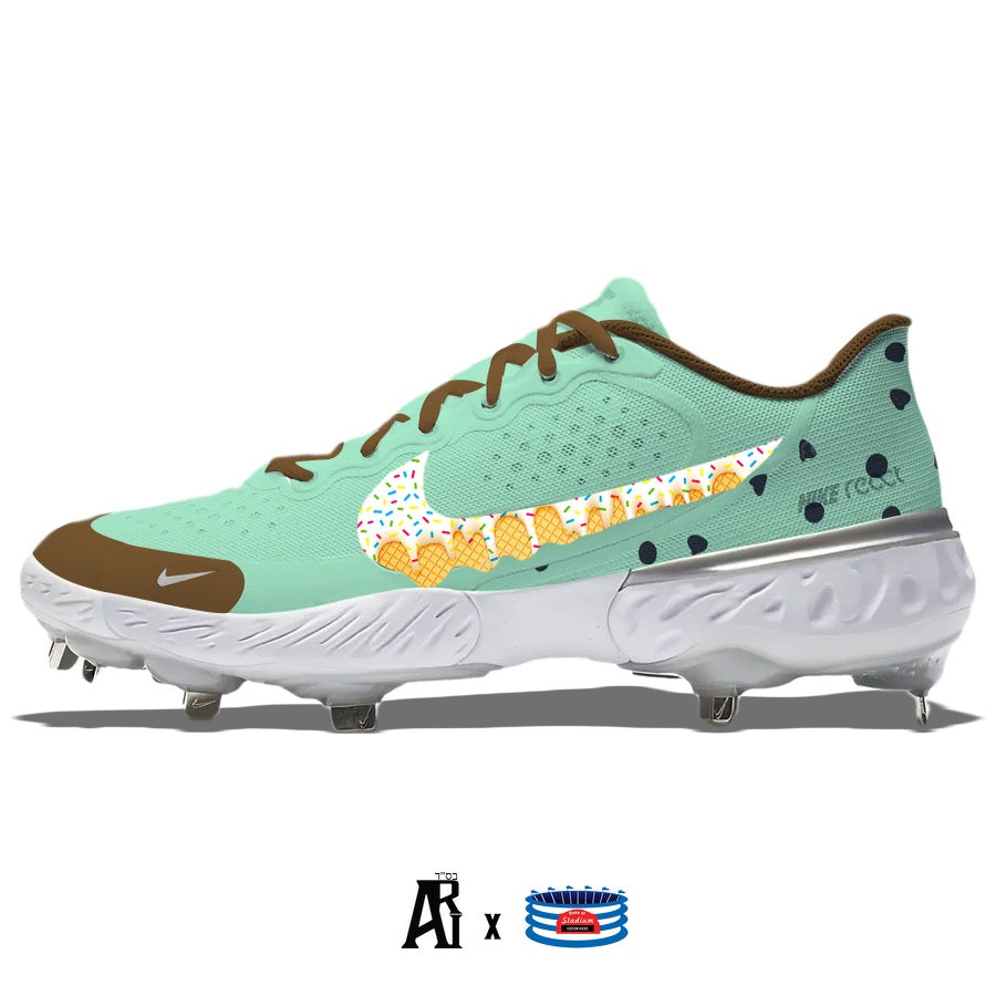 "Mint Chocolate Chip" Nike Alpha Huarache Elite 3 Low Cleats by Stadium Custom Kicks