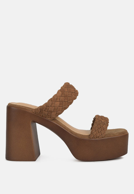 misaki woven suede strap platform sandals by London Rag