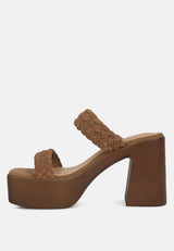 misaki woven suede strap platform sandals by London Rag